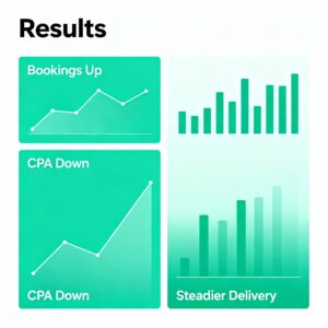 Bookings up, CPA down, steadier delivery across peak season for eco‑minded campaigns
